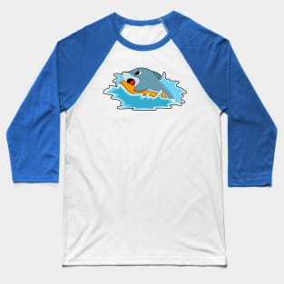 Dolphin at Surfing with Surfboard Baseball T-Shirt